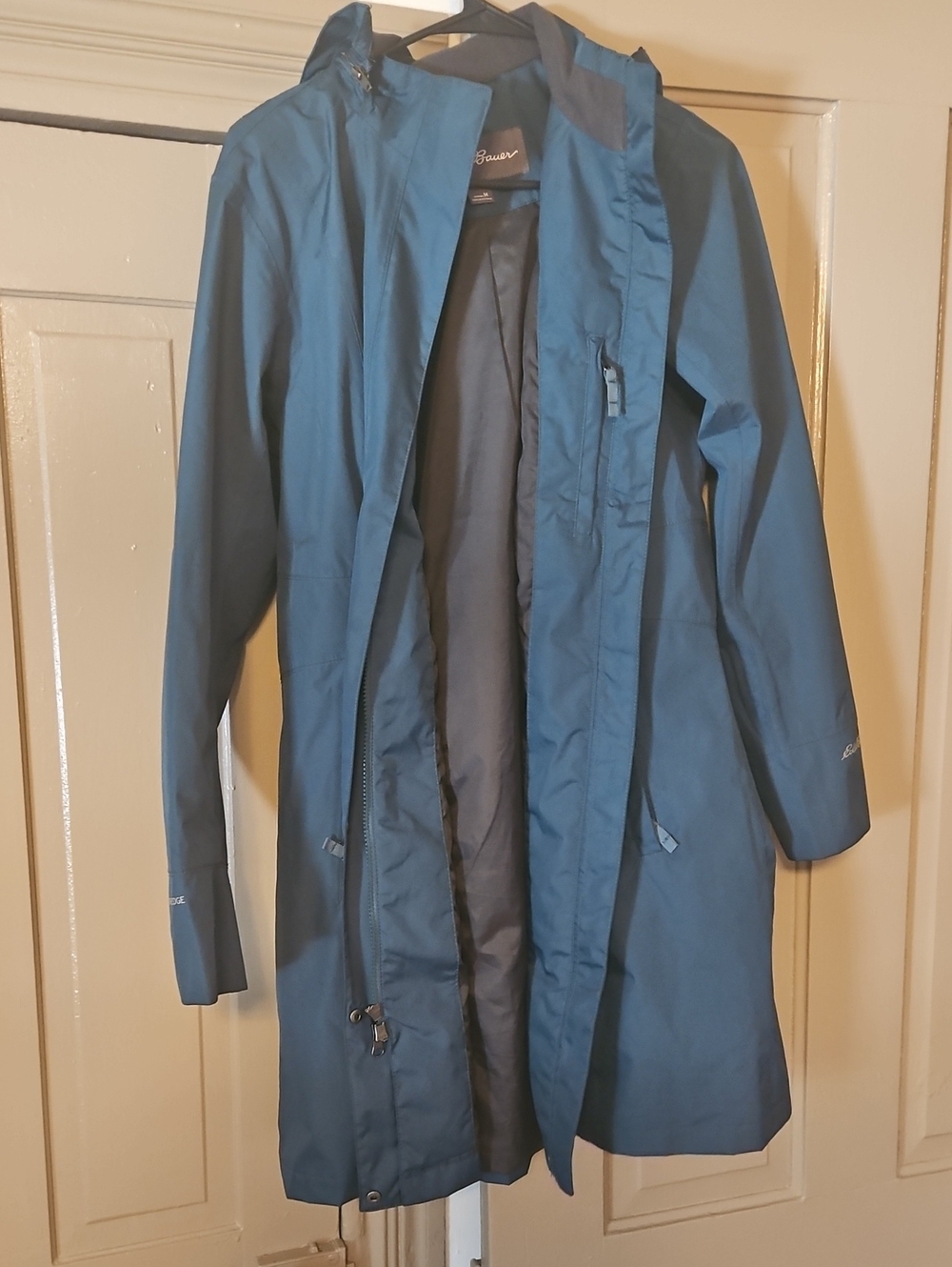 Eddie Bauer Teal Womens Long Waterproof Raincoat M